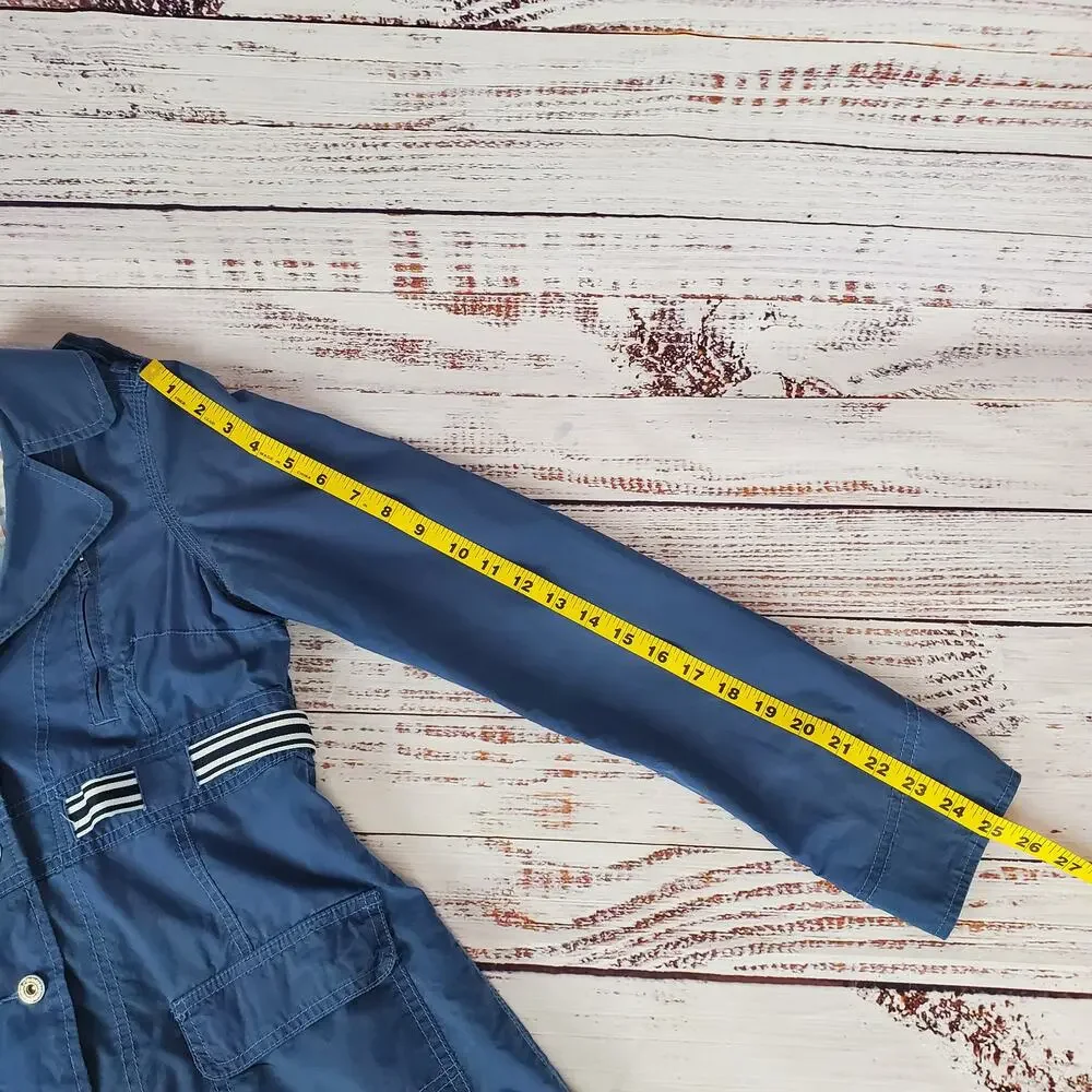 Free People Jacket Trench Coat Size 8 Steel Blue Chore Utility Farmcore Country